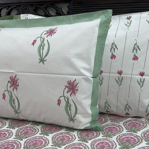 Floral Array Block Printed Bedsheet