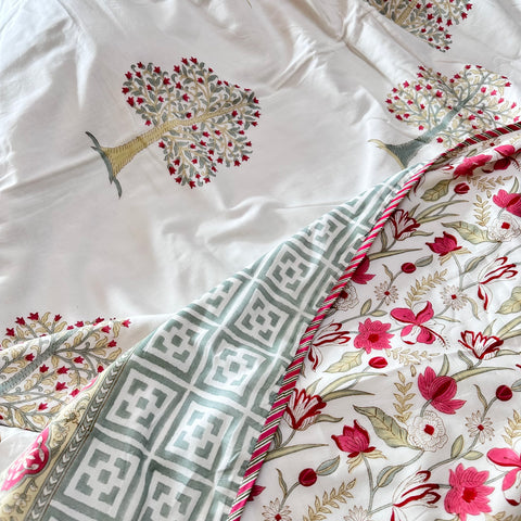 Song Of The Tree Block Printed Double Bed Dohar