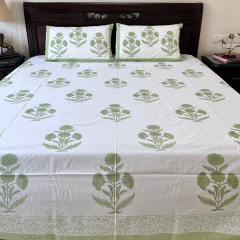 Mint Grace Block Printed Bedding Set of 4