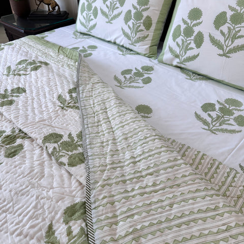 Mint Grace Block Printed Bedding Set of 4