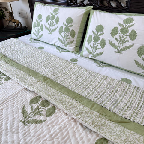 Mint Grace Block Printed Bedding Set of 4