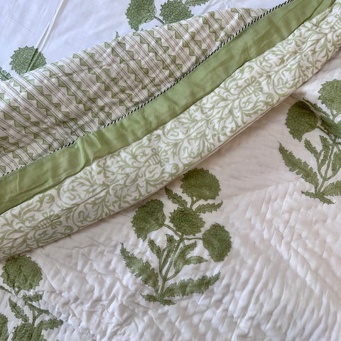 Mint Grace Block Printed Bedding Set of 4