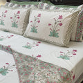 Mystic Petal Lullaby Block Printed Bedsheet 400TC Set of 5