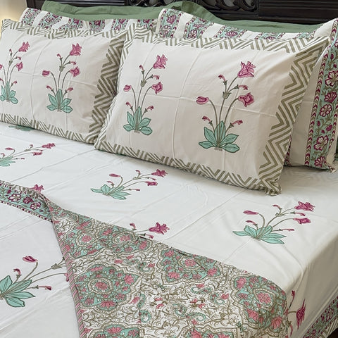 Mystic Petal Lullaby Block Printed Double Bed Dohar