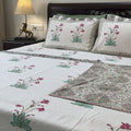 Mystic Petal Lullaby Block Printed Bedsheet 400TC Set of 5