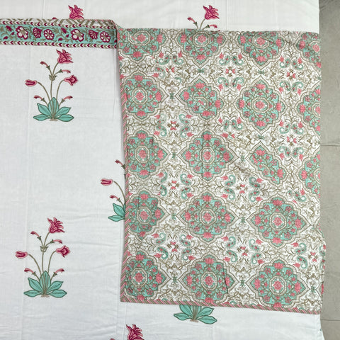 Mystic Petal Lullaby Block Printed Double Bed Dohar