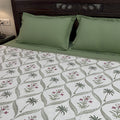 Lush Green Palms Block Printed Double Bed Dohar