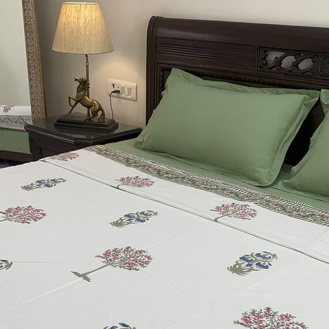 Cherry Blossom Cascade Block Printed Double Bed Dohar