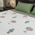 Hanging Bluebell Block Printed Bedsheet
