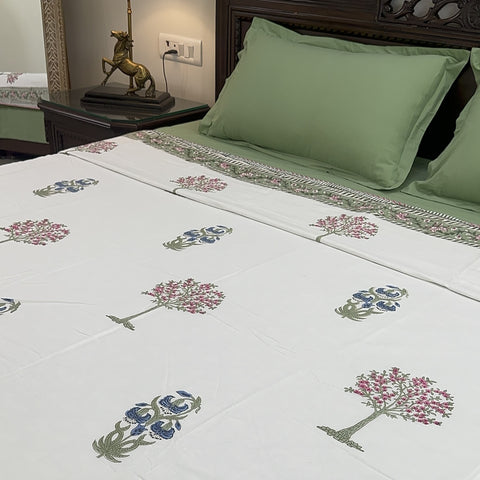 Cherry Blossom Cascade Block Printed Double Bed Dohar