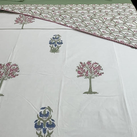 Cherry Blossom Cascade Block Printed Double Bed Dohar