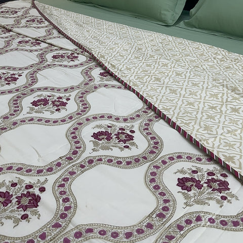 Floral Helix Block Printed Double Bed Dohar