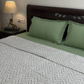 Slate Chevron Triad Block Printed Double Bed Dohar