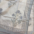 Blue Floral Whispher Block Printed Double Bed Mulmul Dohar