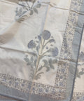 Blue Floral Whispher Block Printed Double Bed Mulmul Dohar