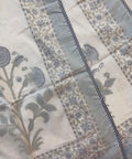 Blue Floral Whispher Block Printed Double Bed Mulmul Dohar