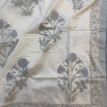 Blue Floral Whispher Block Printed Double Bed Mulmul Dohar