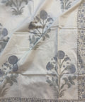 Blue Floral Whispher Block Printed Double Bed Mulmul Dohar