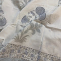 Blue Floral Whispher Block Printed Double Bed Mulmul Dohar