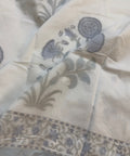 Blue Floral Whispher Block Printed Double Bed Mulmul Dohar