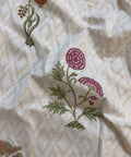 Floral Chattai Weave Block Printed Double Bed Mulmul Dohar