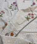 Floral Chattai Weave Block Printed Double Bed Mulmul Dohar