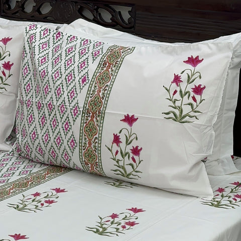 Nomadic Petal Fusion Block Printed Bedsheet