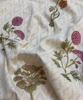 Floral Chattai Weave Block Printed Double Bed Mulmul Dohar