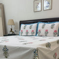 Azure Floral Cascade Block Printed Bedsheet