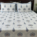 Blue Palm Jaal Block Printed Bedsheet