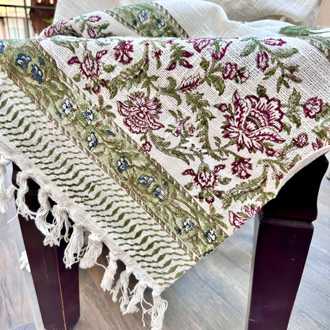 Hibiscus Symphony Block Printed Throw