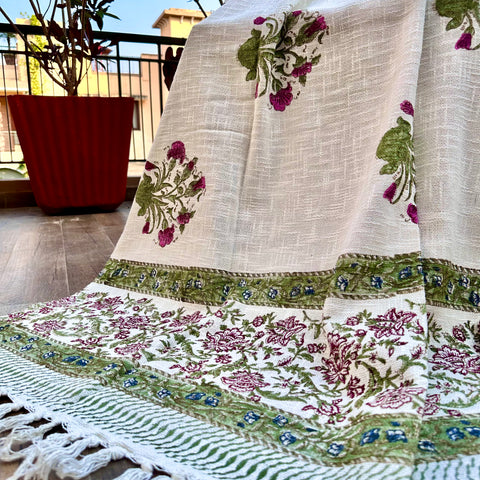 Hibiscus Symphony Block Printed Throw