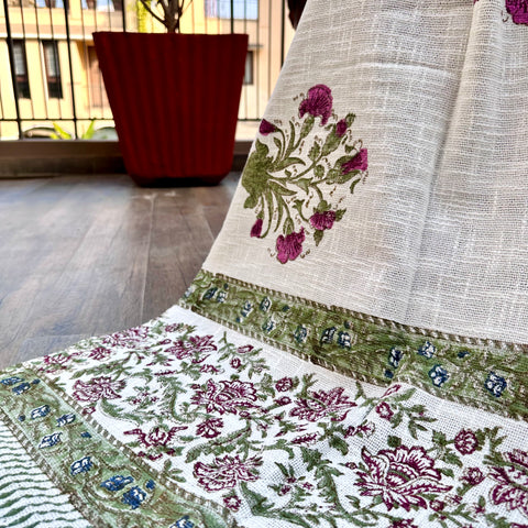 Hibiscus Symphony Block Printed Throw