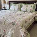 Afsana-E-Gul-Tulip Tale Double Bed Hand Block Printed Quilt