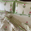 Afsana-E-Gul-Tulip Tale Double Bed Hand Block Printed Quilt