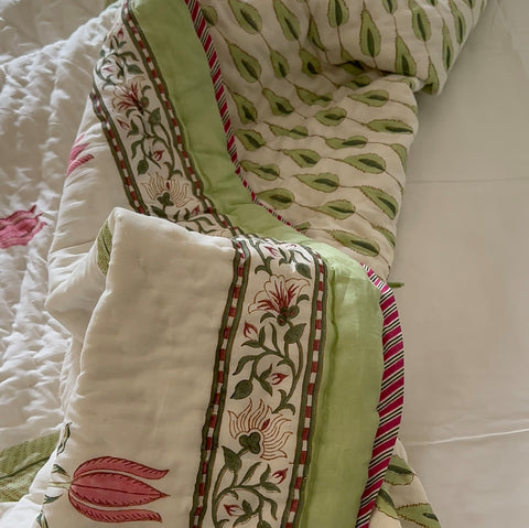 Afsana-E-Gul-Tulip Tale Handblock Printed Bedding Set