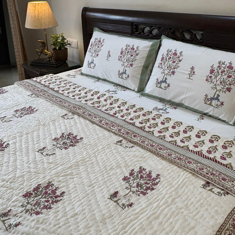 Dancing Dear Block Printed Bedding Set