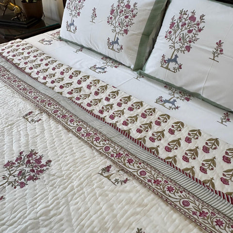 Dancing Dear Block Printed Bedding Set