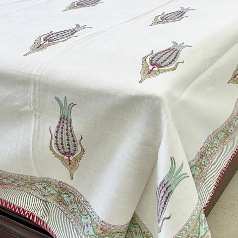 Makkaa bloom Slub Cotton Block Printed Bedcover