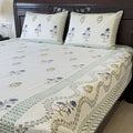 Floral Vines Slub Cotton Block Printed Bedcover